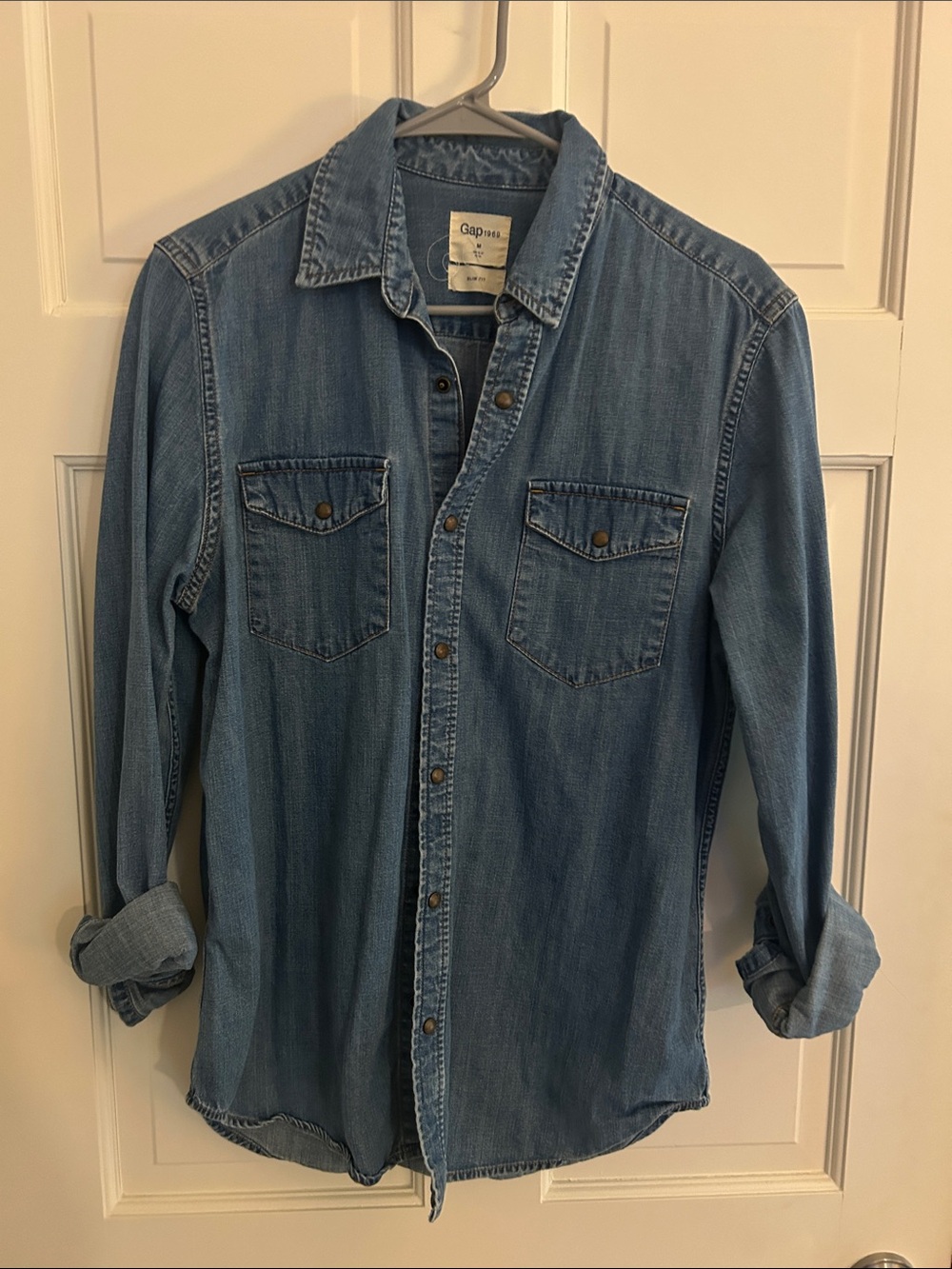 GAP Men's Medium Blue Denim Button-Down Shirt